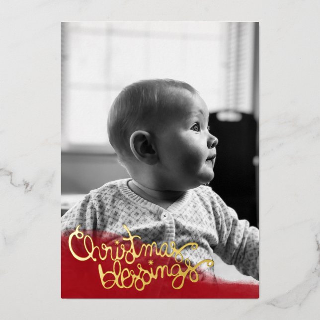 Christmas Blessures Foil Carte de Noël (Recto)