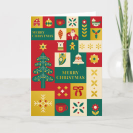 Christmas block pattern bauhaus style karte