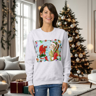 Christmas Blonde Elf Red Dragon Fantasy Sweatshirt