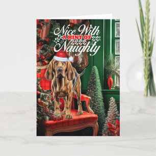 Christmas Bloodhound Hund Naughty oder Nice Feiertagskarte