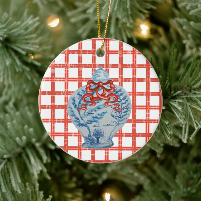 Christmas Blue and White Ginger Jar Keramik Ornament (Baum)