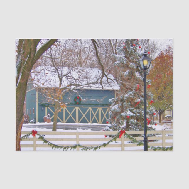 Christmas Blue Barn Seidenpapier (Vorderseite)