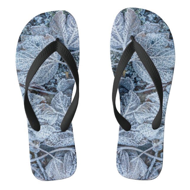 Christmas Blue Blätter Snow Holidays Winter Elegan Flip Flops (Fußbett)