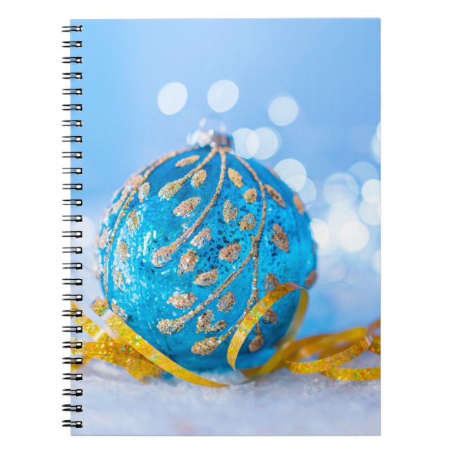 Christmas Blue Decor Ball Notizblock (Vorderseite)