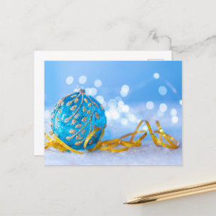 Christmas Blue Decor Ball Postkarte