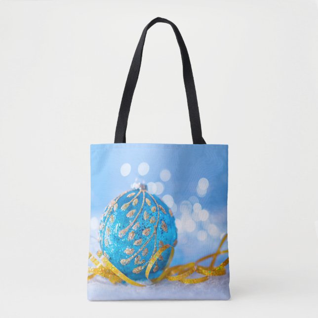 Christmas Blue Decor Ball Tasche (Vorderseite)
