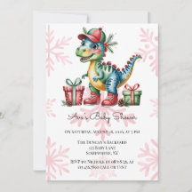 Christmas Blue Dino and Presents Boy Baby Shower