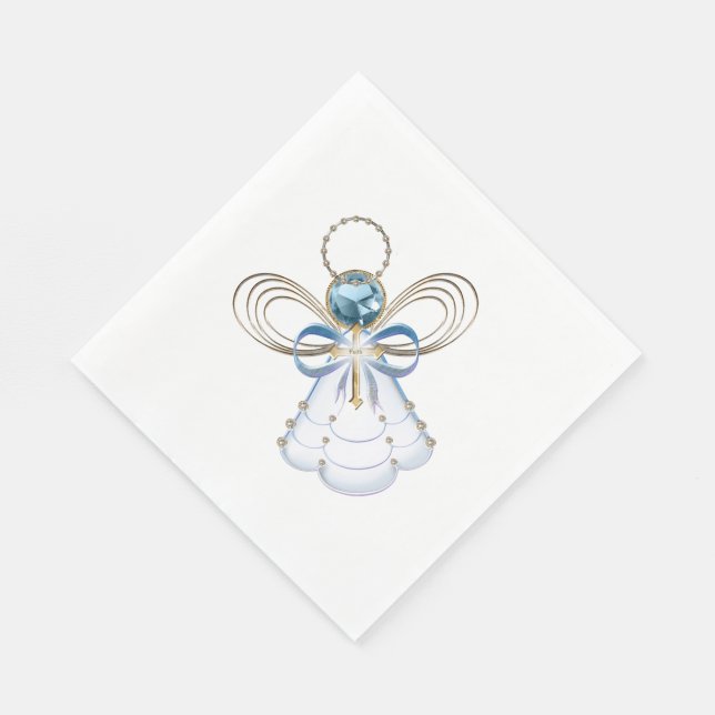 Christmas Blue Filigree Engel of Faith - Urlaub Serviette (Ecke)