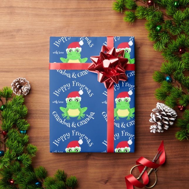 Christmas Blue Frog Weihnachtsmannmütze Novelty Na Geschenkpapier (Feiertagsgeschenk)