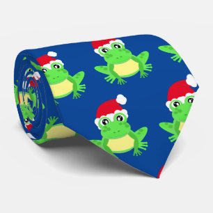 Christmas Blue Frog Weihnachtsmannmütze Pattern No Krawatte