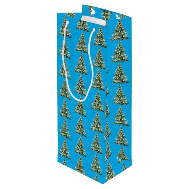 Christmas Blue Ginger Jars Geschenktüte Für Weinflaschen (Rückseite Schrägansicht)