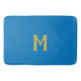 Christmas Blue Gold Monogram Badematte