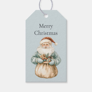 Christmas Blue Gray Santa Geschenkanhänger