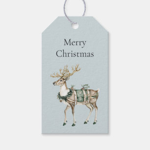 Christmas Blue Green Deer Geschenkanhänger
