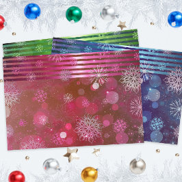Christmas Blue Green Pink Winter Wonderland Geschenkpapier Set