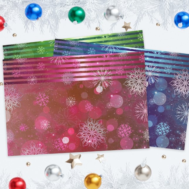 Christmas Blue Green Pink Winter Wonderland Geschenkpapier Set (Von Creator hochgeladen)
