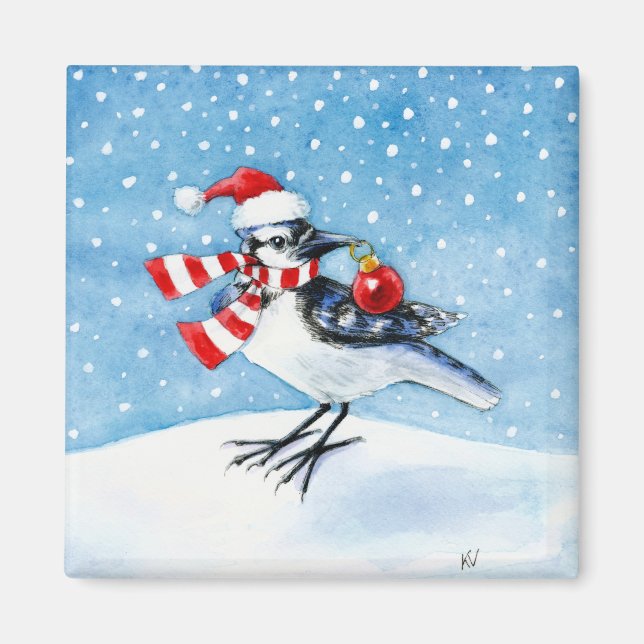 Christmas Blue Jay Magnet (Vorne)