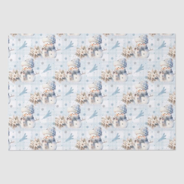 Christmas Blue Little Snowman Seidenpapier (Vorderseite)
