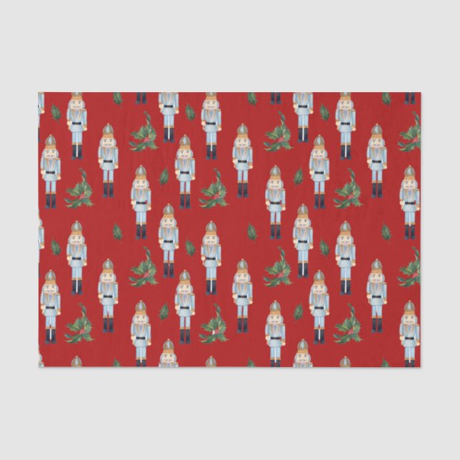 Christmas Blue Nutcrackers auf Red Seidenpapier (Vorderseite)