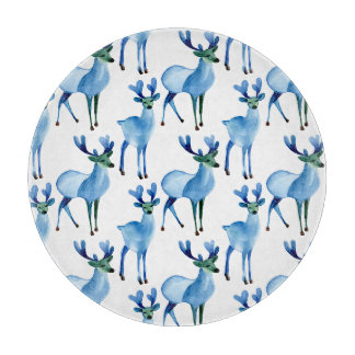 Christmas Blue Reindeer Schneidebrett