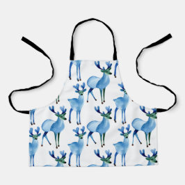 Christmas Blue Reindeer Schürze