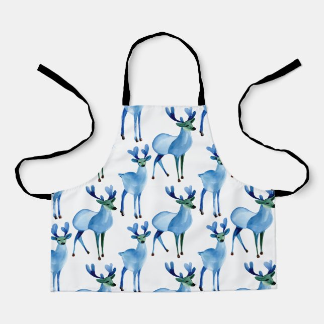 Christmas Blue Reindeer Schürze (Vorderseite)