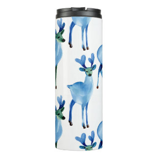 Christmas Blue Reindeer Thermosbecher