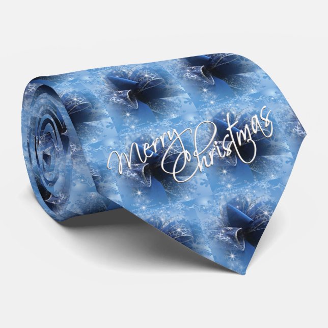 Christmas Blue Ribbon Men-Krawatte Krawatte (Gerollt)