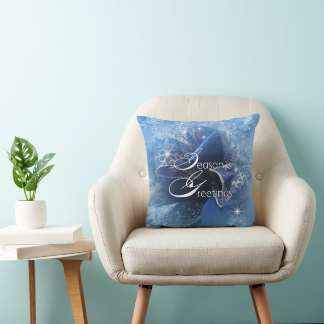 Christmas Blue Ribbon Throw Kissen (Stuhl )