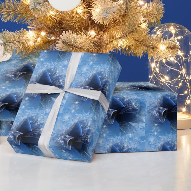 Christmas Blue Ribbon Wrapping Paper Geschenkpapier (Feiertage)