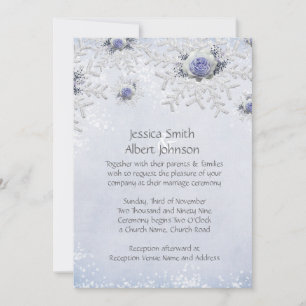 Christmas Blue Rose Snowflakes Hochzeitsreise Einladung