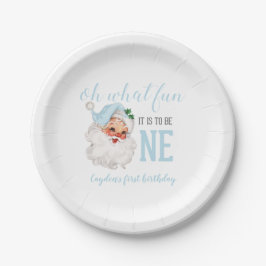 Christmas Blue Santa First Geburtstag Pappteller