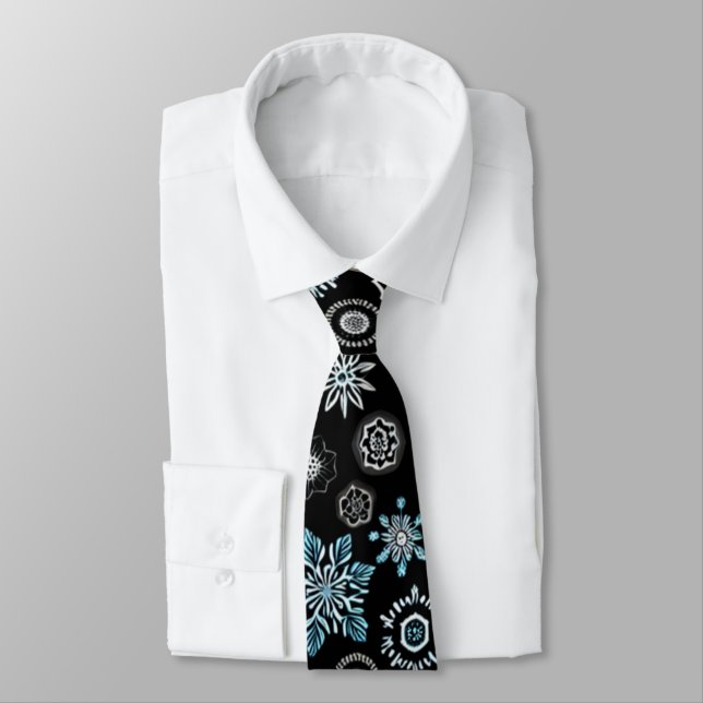 Christmas Blue Snowflakes Krawatte (Gebunden)