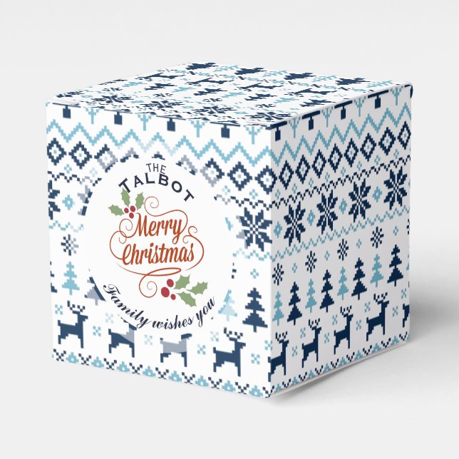 CHRISTMAS Blue Traditionelle personalisierte Gefäl Geschenkschachtel (Vorderseite)