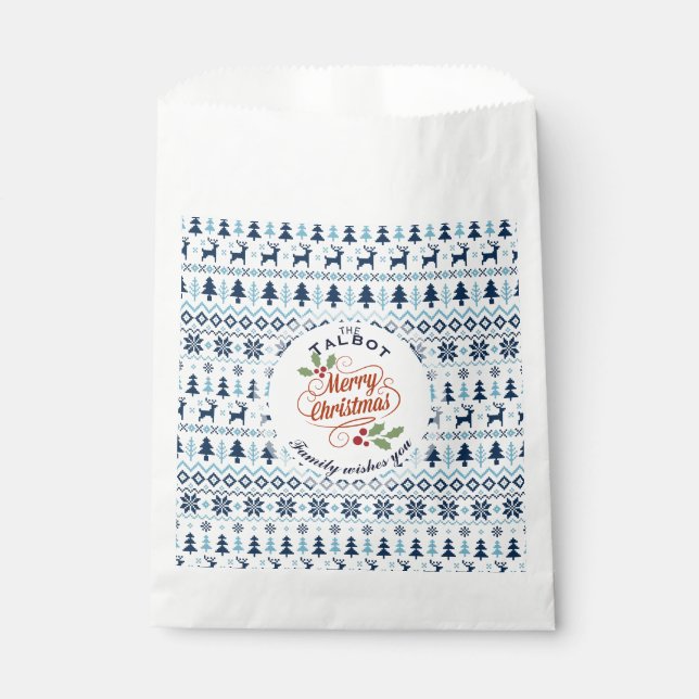 CHRISTMAS Blue Traditionelle personalisierte Gefäl Geschenktütchen (Vorderseite)