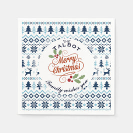 CHRISTMAS Blue Traditionelles personalisiertes P N Serviette