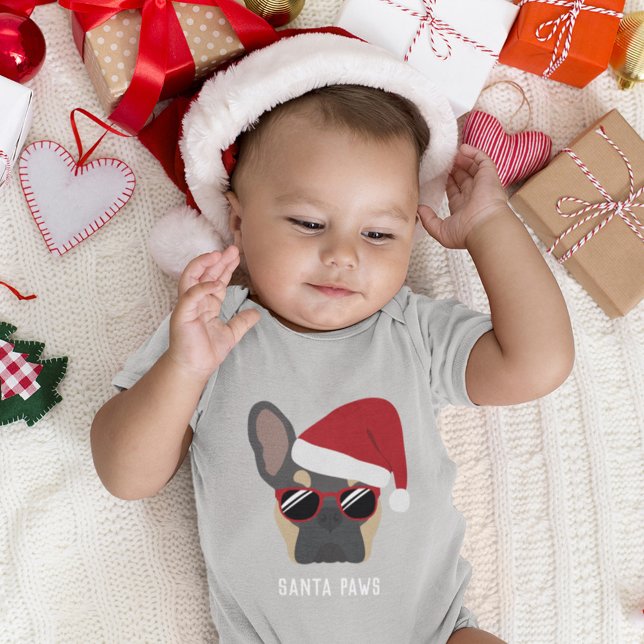 Christmas Blue und Tan French Bulldog Baby Strampler (Von Creator hochgeladen)