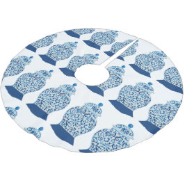 Christmas Blue und White Ginger Jar Polyester Weihnachtsbaumdecke