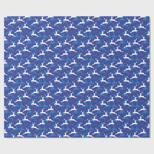 Christmas Blue und White Jumping Dee Geschenkpapier (Flach)