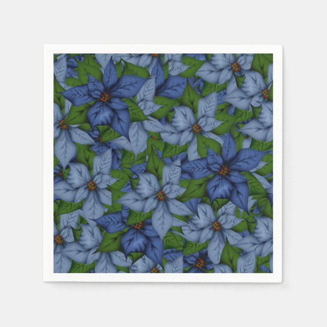 Christmas Blue & Violet Poinsettias Serviette (Vorderseite)