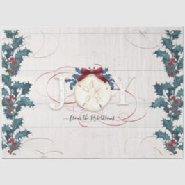 Christmas Blue White Holly Pine Beach Hütte Wood Seidenpapier