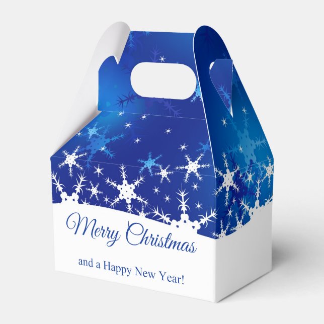 Christmas Blue Winter Snowflakes Geschenkschachtel (Vorderseite)