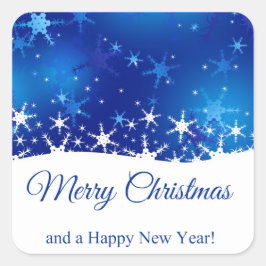 Christmas Blue Winter Snowflakes Quadratischer Aufkleber