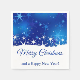 Christmas Blue Winter Snowflakes Serviette