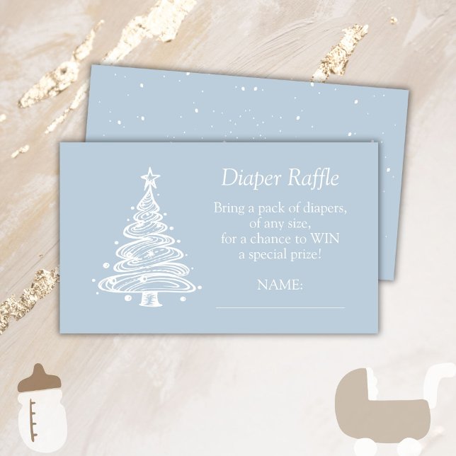 Christmas Boho Blue Baby Boy Dusche Windel Raffle Begleitkarte (Von Creator hochgeladen)