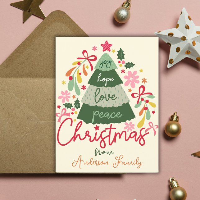 Christmas Boho Blume Grüße skandinavische Feiertagspostkarte (Von Creator hochgeladen)