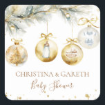 Christmas Boho Merry Little Baby Shower Quadratischer Aufkleber<br><div class="desc">Mit den Aufklebern "Merry Little Baby" verleihen Sie Ihrer Babydusche einen festlichen Charme! Ideal für Vorlieben,  Dekoration oder abdichtende Einladungen,  bringen sie gemütliche Urlaubsstimmung zu Ihrer Feier. Eine süße Touch für eine unvergessliche,  saisonale Babydusche!</div>