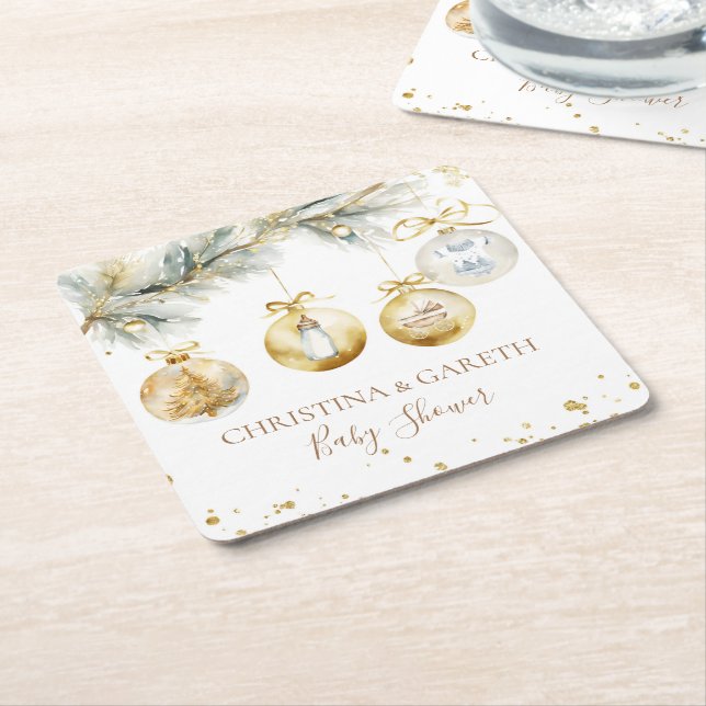 Christmas Boho Merry Little Baby Shower Rechteckiger Pappuntersetzer (angewinkelt)