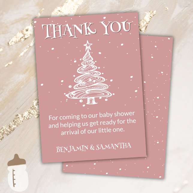 Christmas Boho Pink Girl Baby Dusche Danke Einladung (Von Creator hochgeladen)