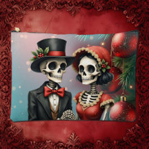 Christmas Bone Romance, A festive skeleton couple.